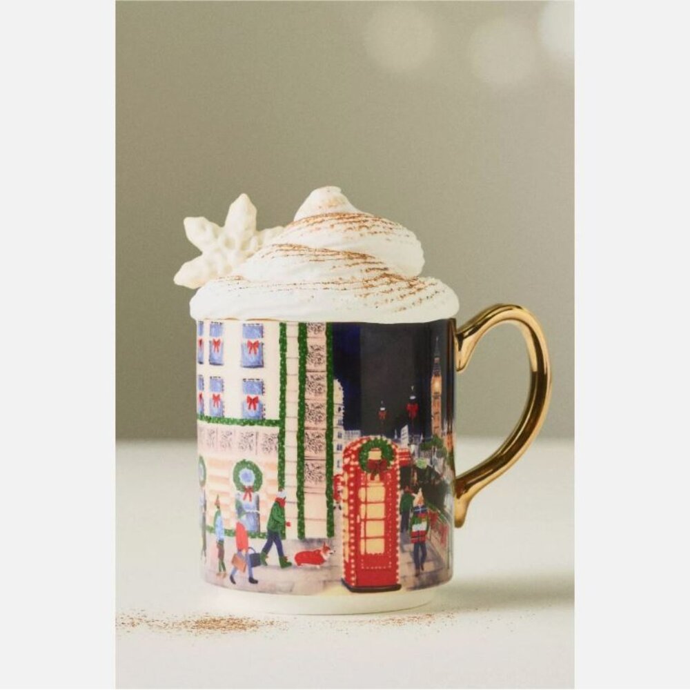 NEW Anthropologie Holiday in the City Stoneware Mug London